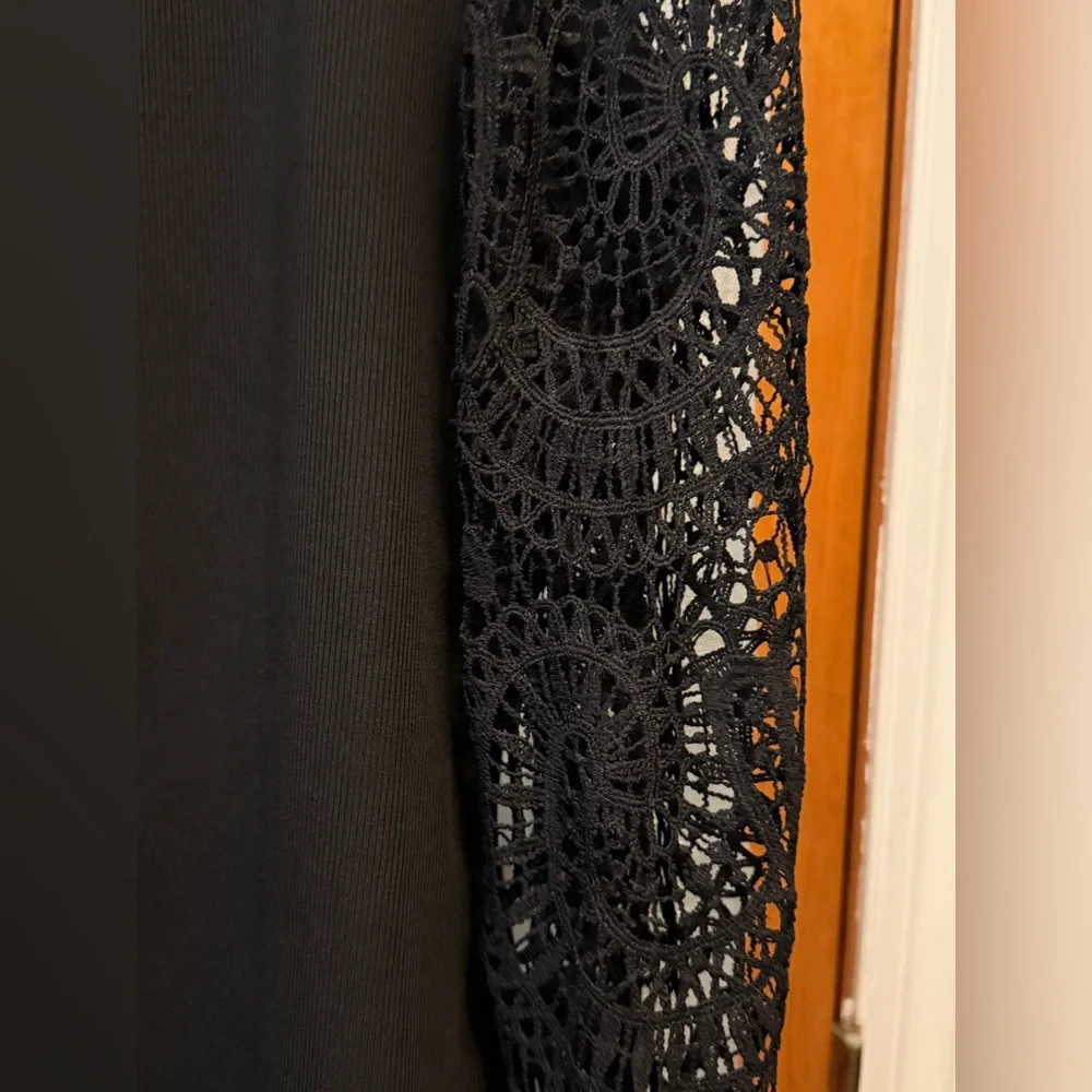 SHEIN Black Crochet Sleeve Blouse - Picture 4 of 8